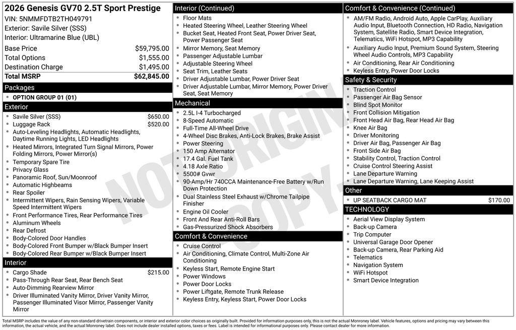 New 2026 Genesis GV70 2.5T Sport Prestige image 4