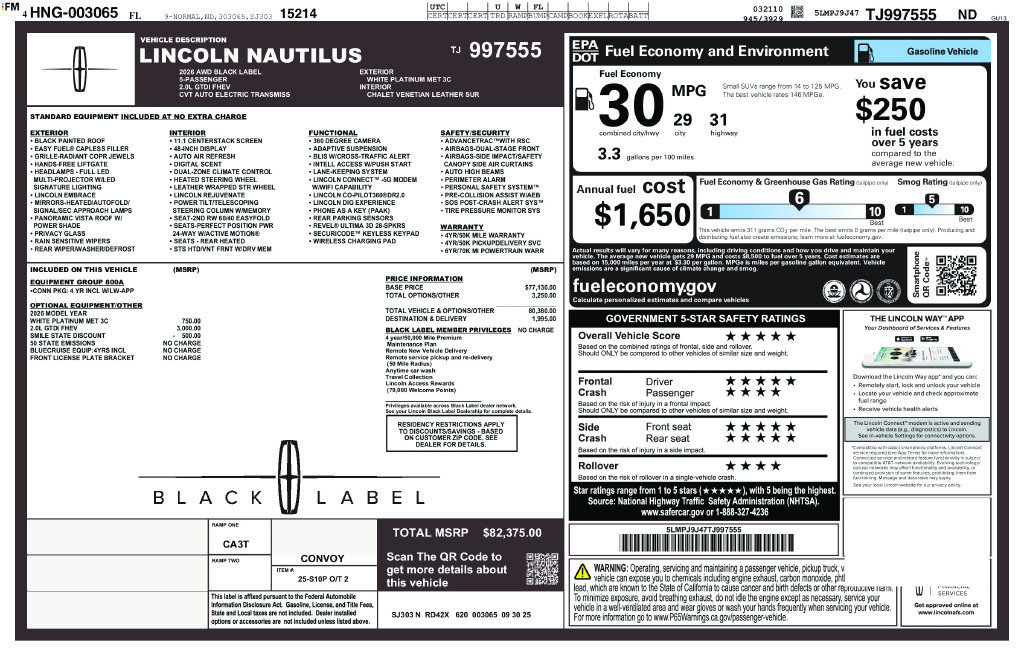 New 2026 Lincoln Nautilus Black Label AWD/4WD image 33