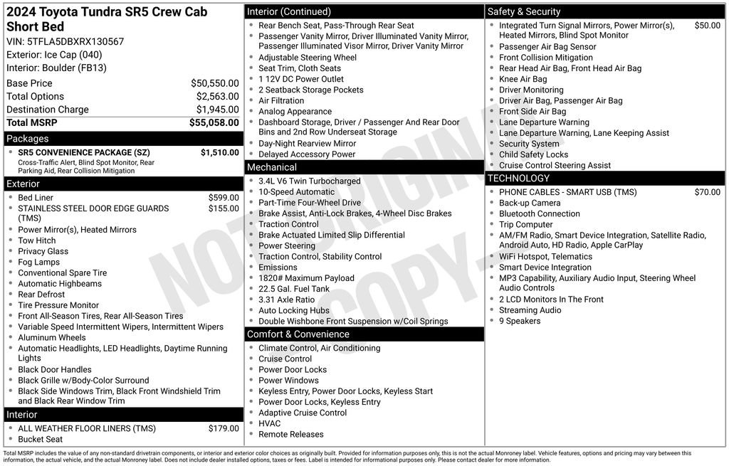 Used 2024 Toyota Tundra SR5 w/ SR5 Convenience Package AWD/4WD image 3