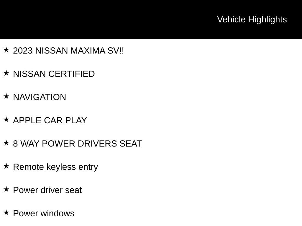 Used 2023 Nissan Maxima SV w/ Floor Mat Group FWD image 6