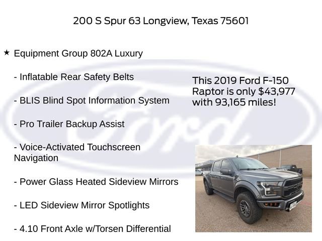 Used 2019 Ford F150 Raptor w/ Equipment Group 802A Luxury image 10