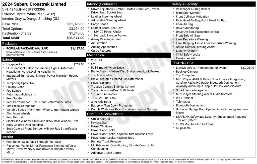 Certified 2024 Subaru Crosstrek 2.5i Limited w/ Popular Package #4A AWD/4WD image 8