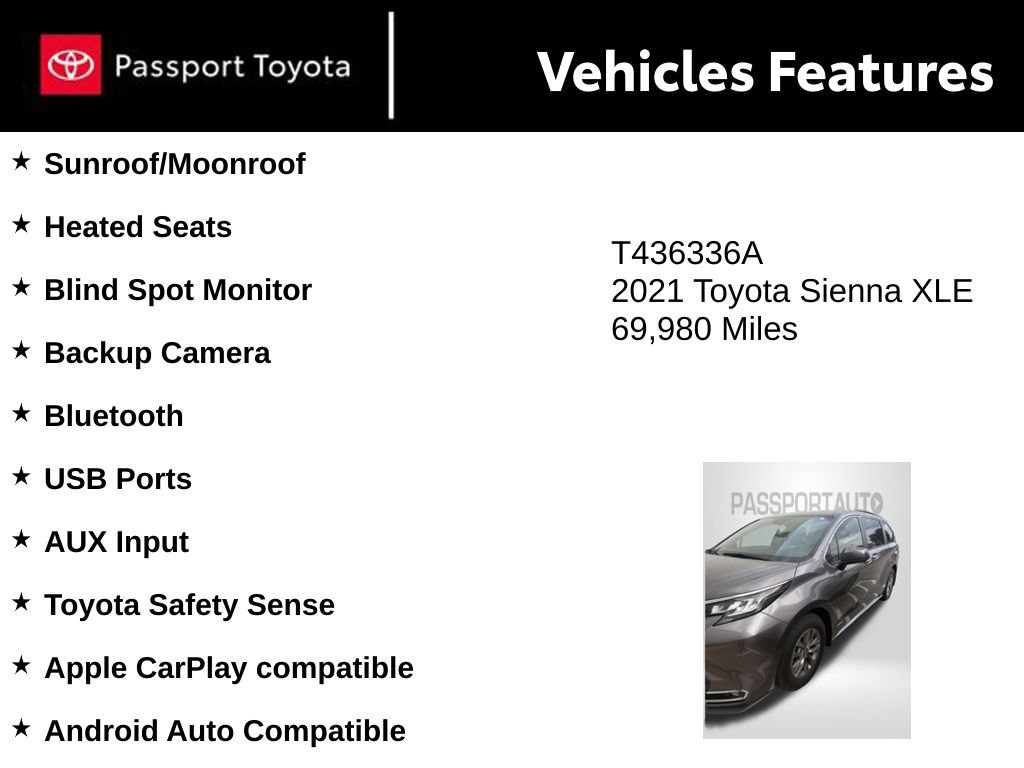 Used 2021 Toyota Sienna XLE w/ XLE Plus Package FWD image 8