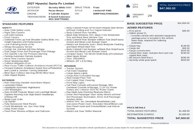 New 2027 Hyundai Santa Fe Limited FWD image 38