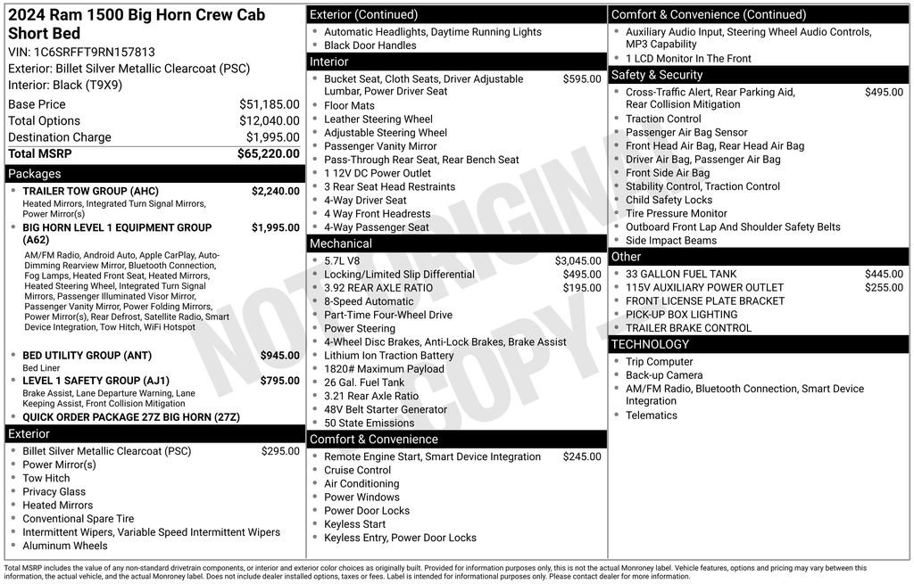 Certified 2024 RAM 1500 Big Horn w/ Trailer Tow Group AWD/4WD image 7