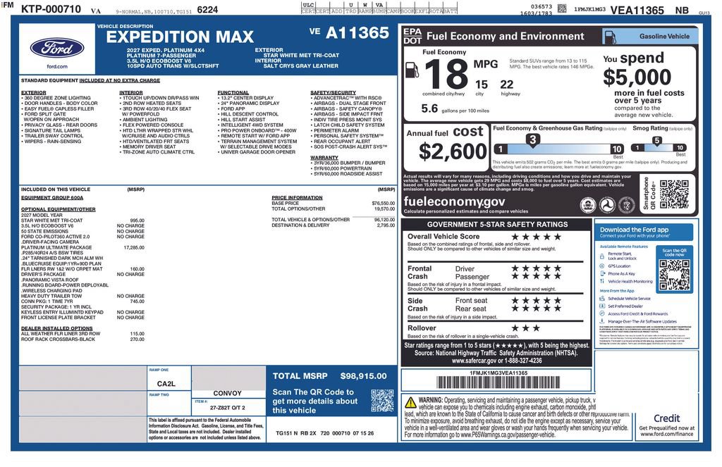 New 2027 Ford Expedition Max Platinum w/ Platinum Ultimate Package AWD/4WD image 7