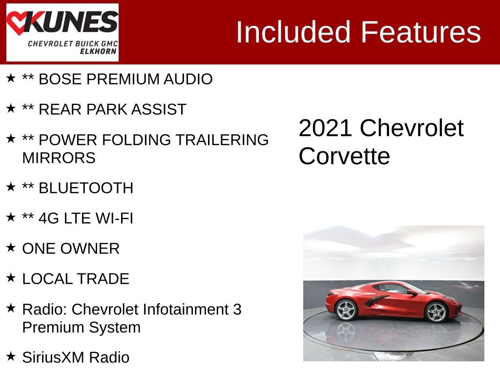 Used 2021 Chevrolet Corvette Stingray Preferred Cpe w/ Engine Appearance Package RWD image 3