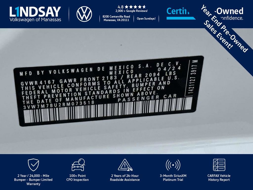 Certified 2024 Volkswagen Jetta SE w/ Panoramic Sunroof Package image 27