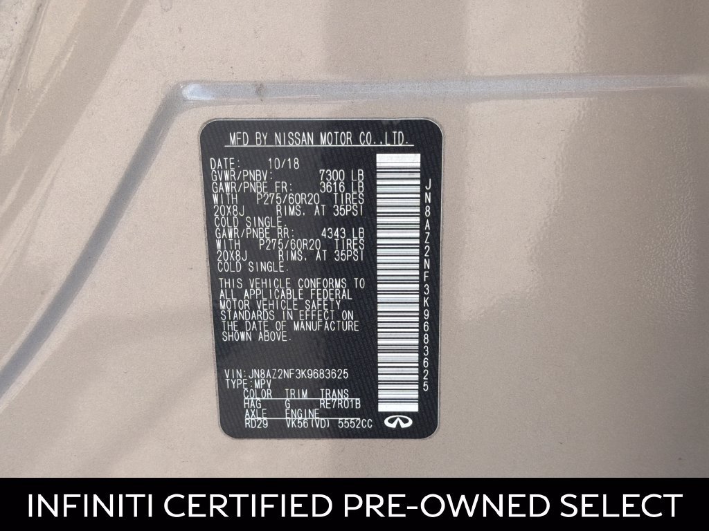 Certified 2019 INFINITI QX80 Luxe w/ Proassist Package RWD image 37