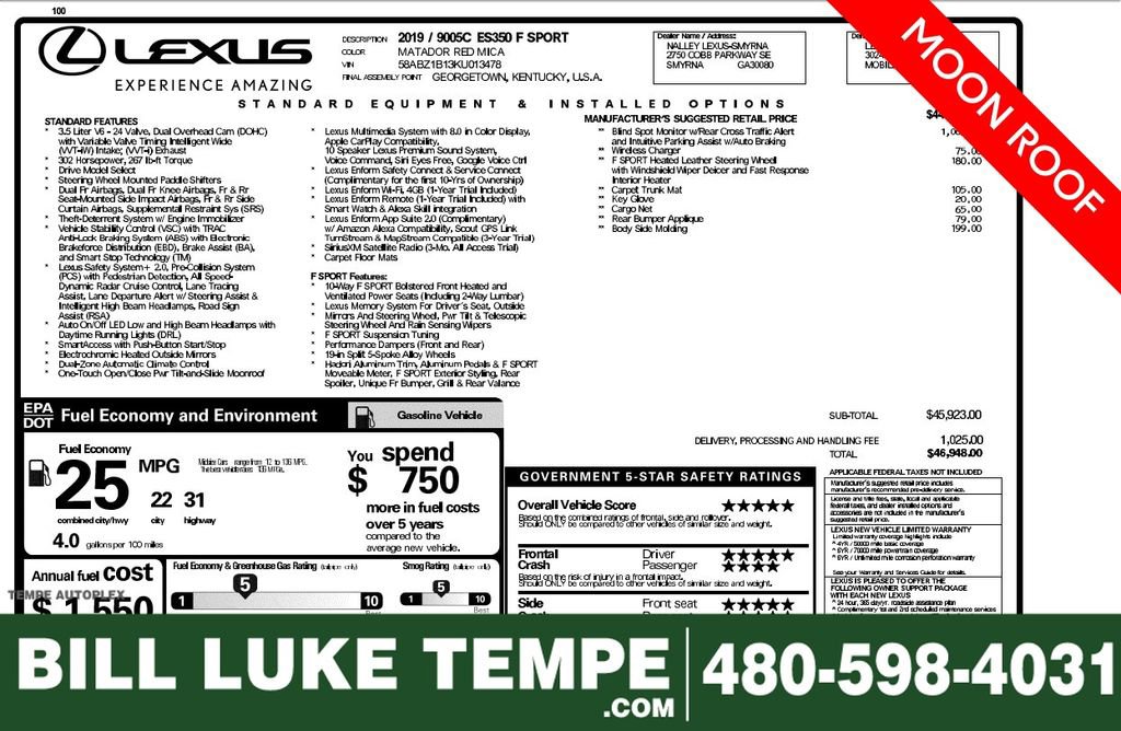 Used 2019 Lexus ES 350 F Sport image 1