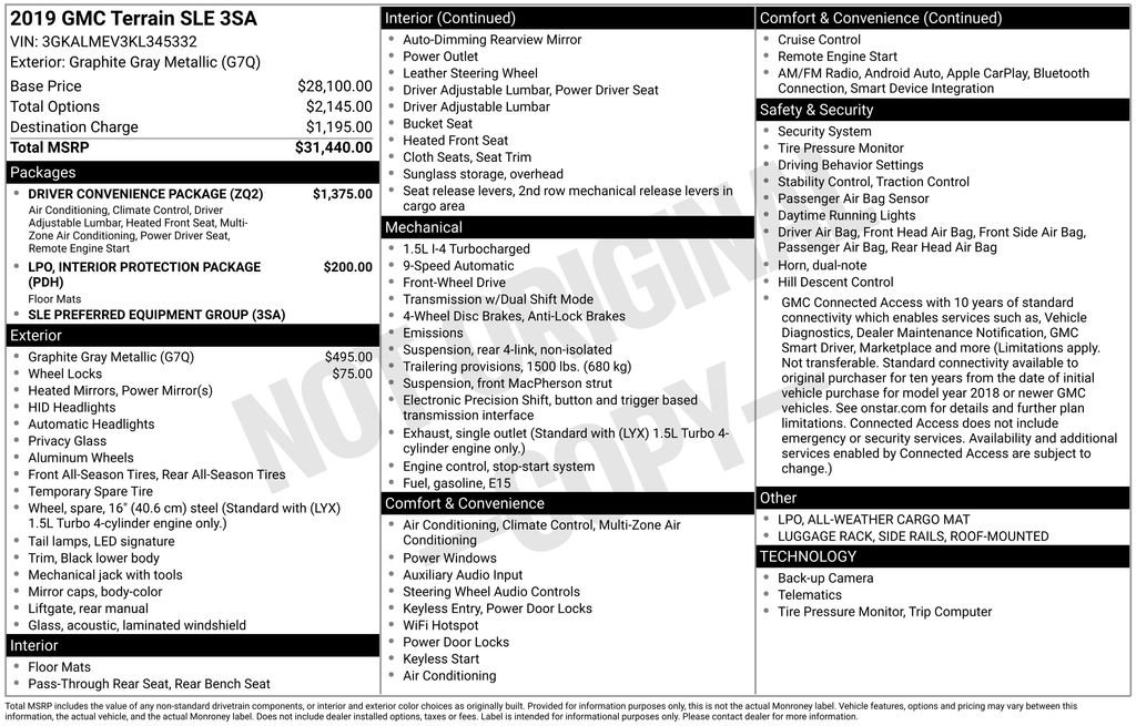 Used 2019 GMC Terrain SLE w/ Driver Convenience Package FWD image 4