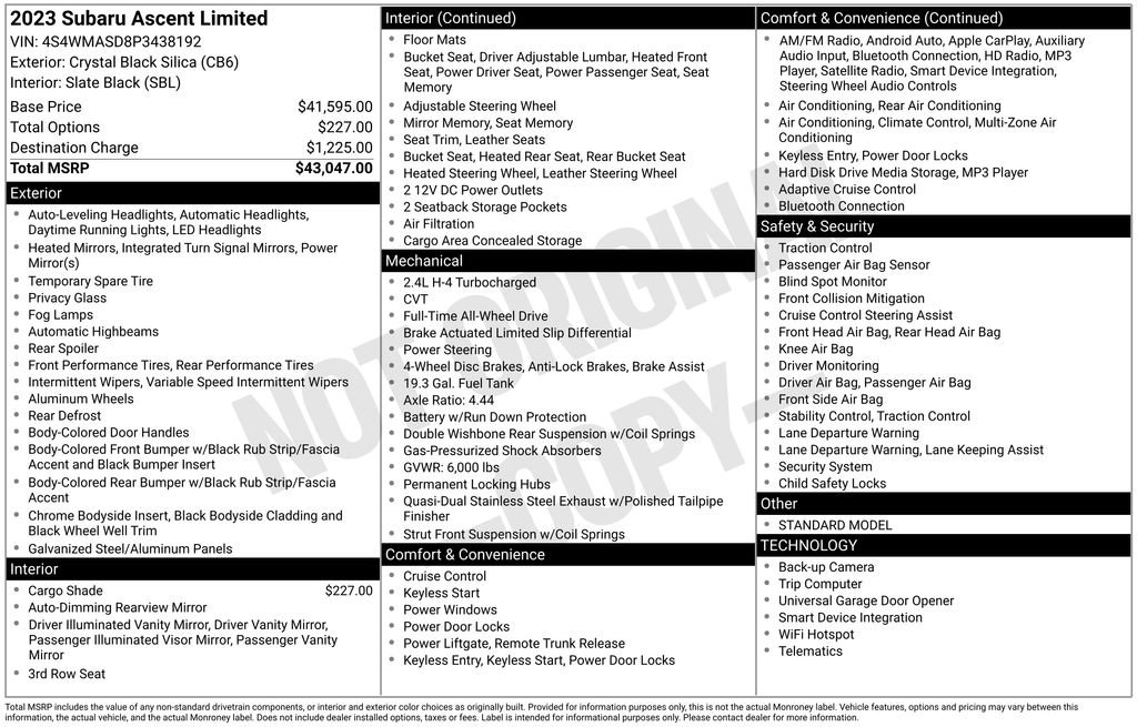 Used 2023 Subaru Ascent Limited image 40