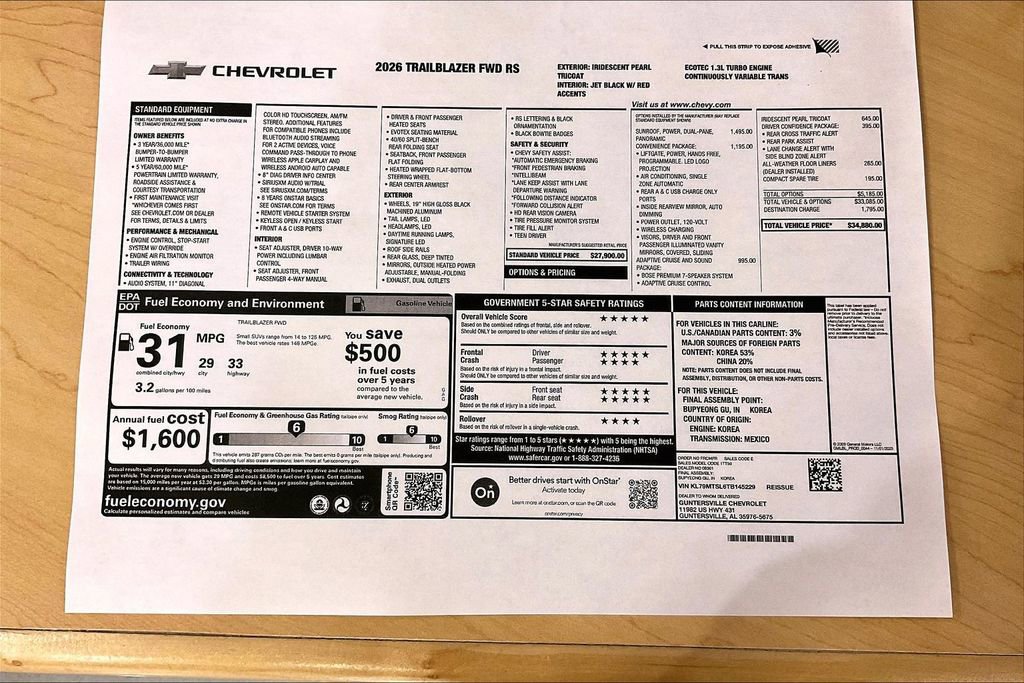 New 2026 Chevrolet TrailBlazer RS w/ Convenience Package image 14