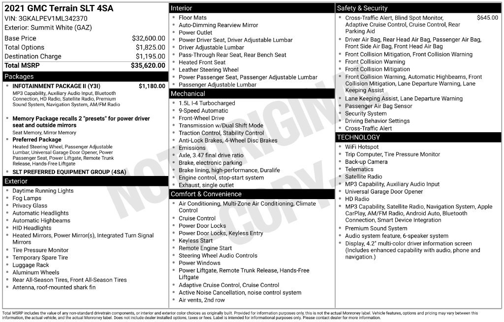Used 2021 GMC Terrain SLT w/ Infotainment Package II FWD image 6