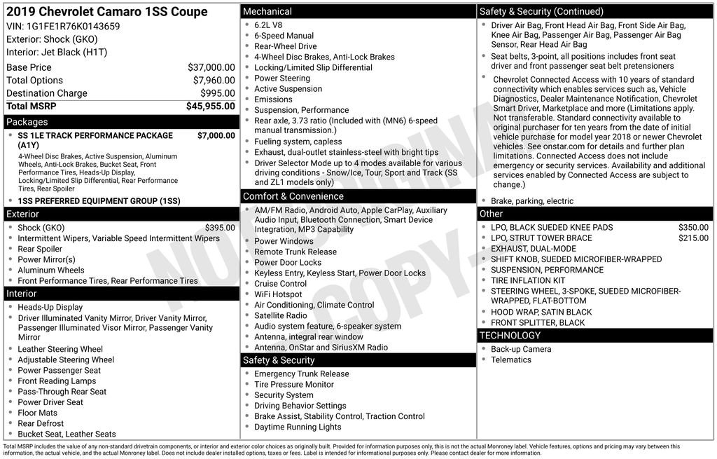 Used 2019 Chevrolet Camaro SS image 12