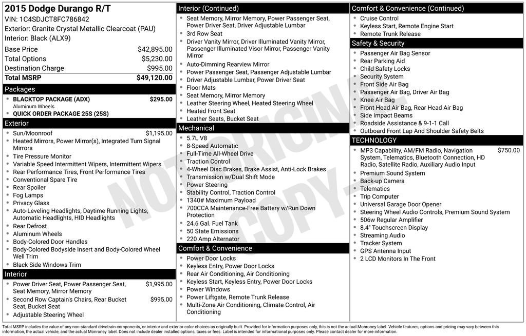 Used 2015 Dodge Durango R/T w/ Blacktop Package AWD/4WD image 14