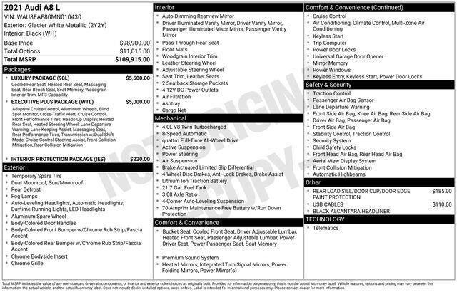 Used 2021 Audi A8 L 4.0T w/ Luxury Package image 13