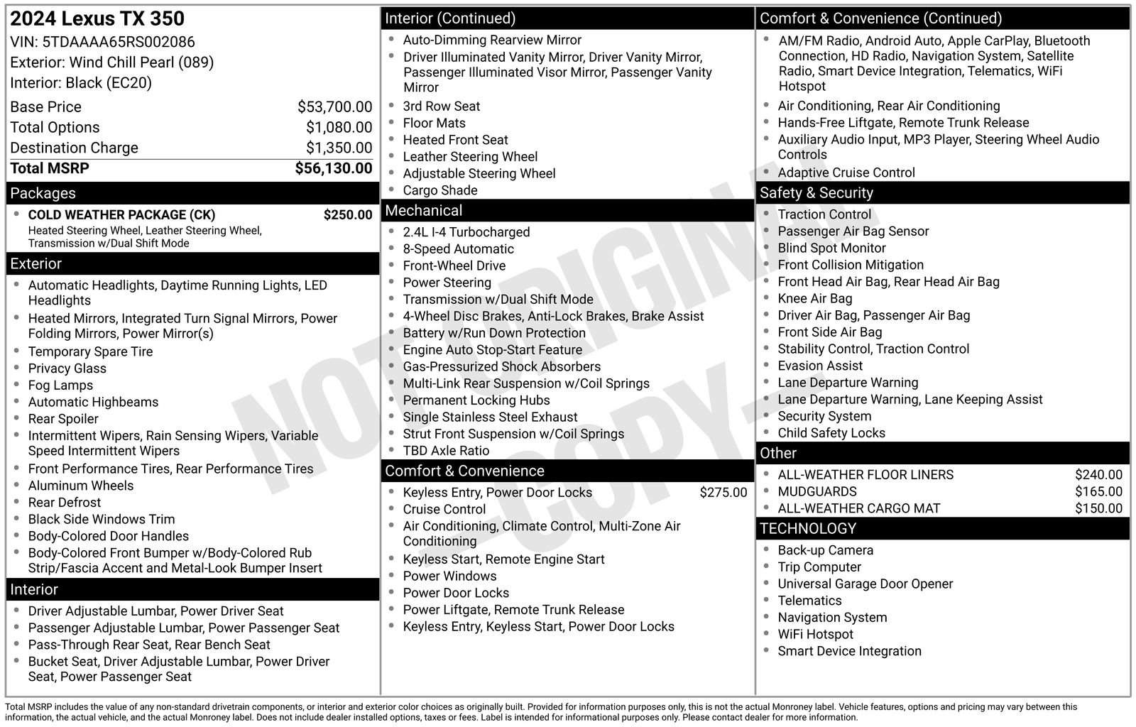 Used 2024 Lexus TX 350 FWD w/ Cold Weather Package image 44
