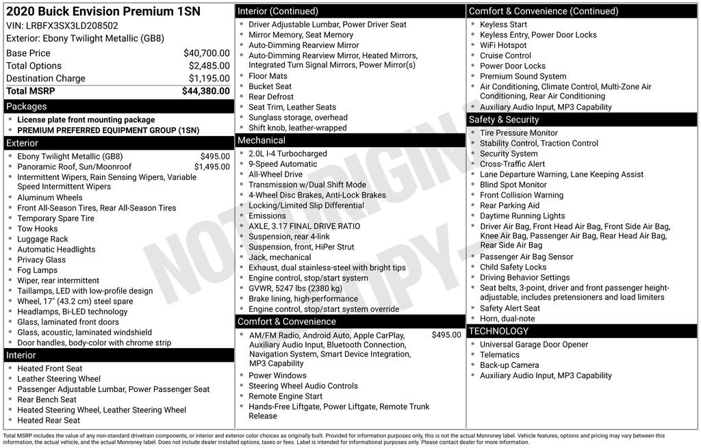 Used 2020 Buick Envision Premium image 15