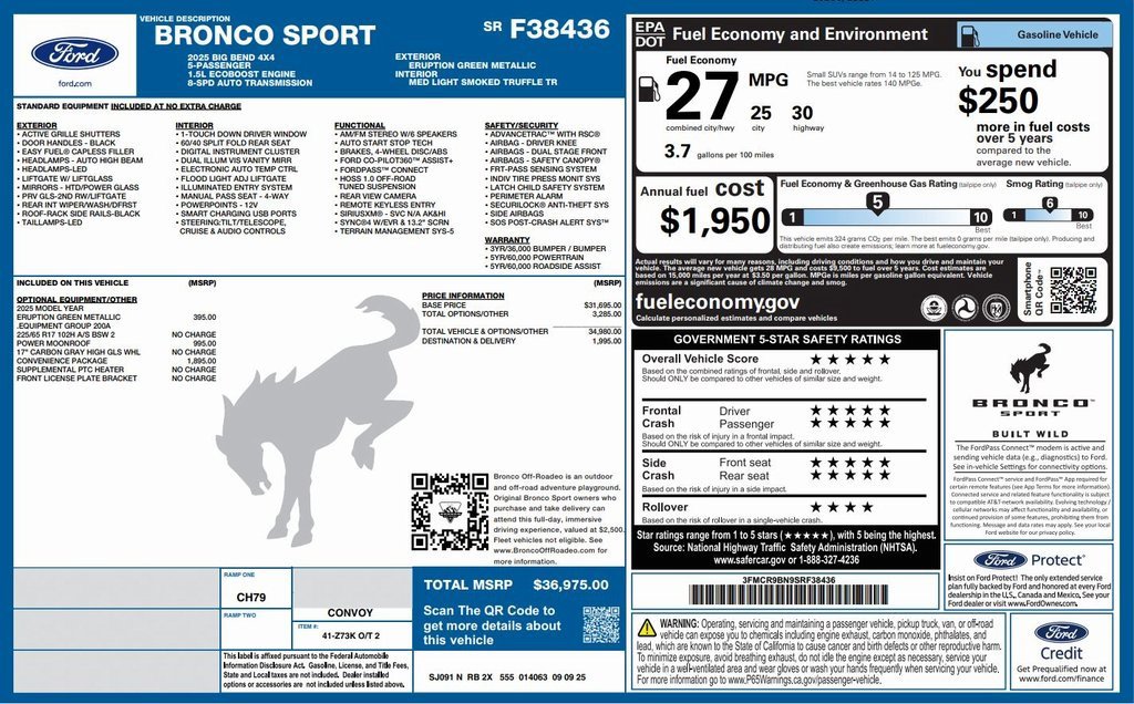 New 2025 Ford Bronco Sport Big Bend w/ Convenience Package image 2