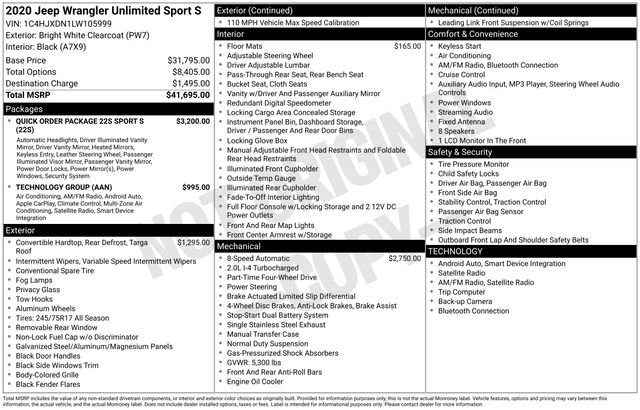 Used 2020 Jeep Wrangler Unlimited Sport S image 4