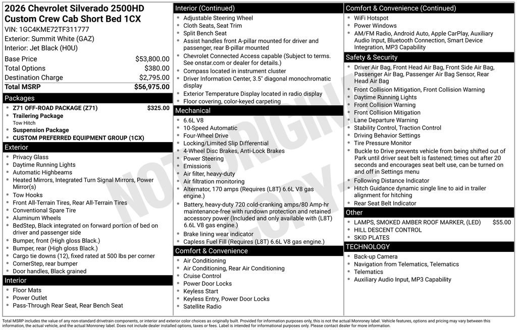 New 2026 Chevrolet Silverado 2500 Custom w/ Z71 Off-Road Package AWD/4WD image 3