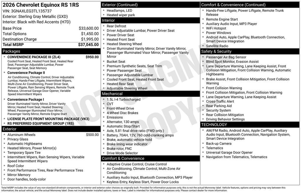 Used 2026 Chevrolet Equinox RS w/ Convenience Package III image 2