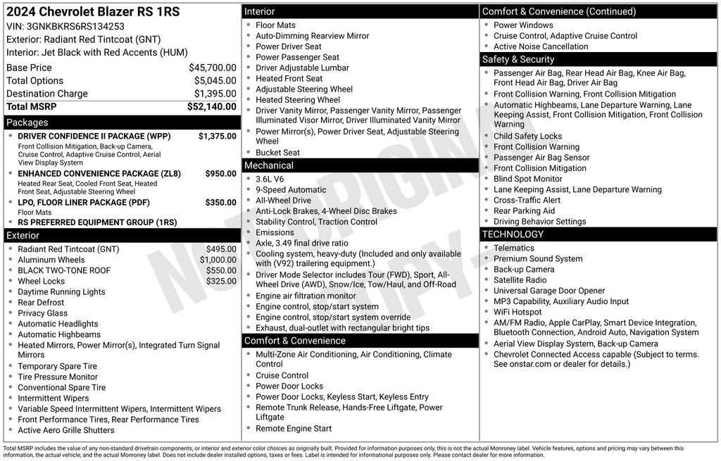 Certified 2024 Chevrolet Blazer RS w/ Driver Confidence II Package AWD/4WD image 10