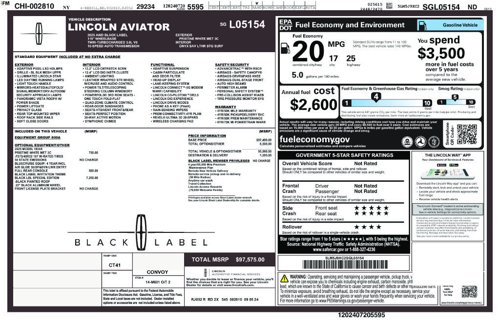 Used 2025 Lincoln Aviator Black Label w/ Black Label Special Edition AWD/4WD image 24