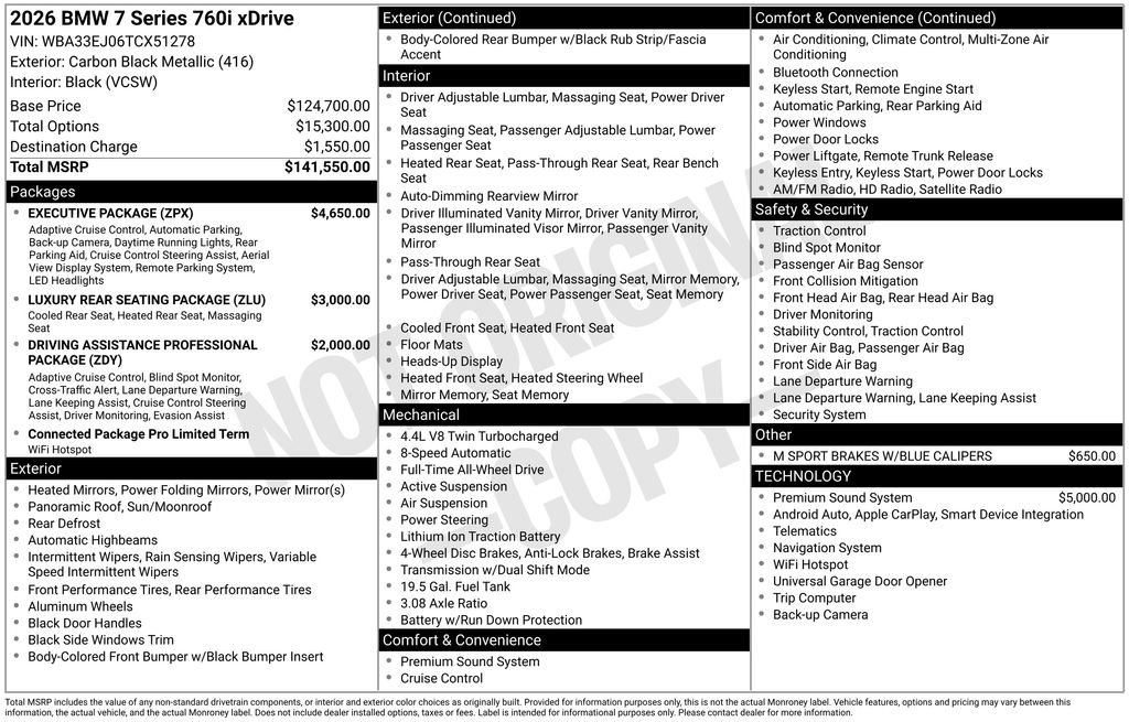New 2026 BMW 760i xDrive w/ Executive Package AWD/4WD image 2