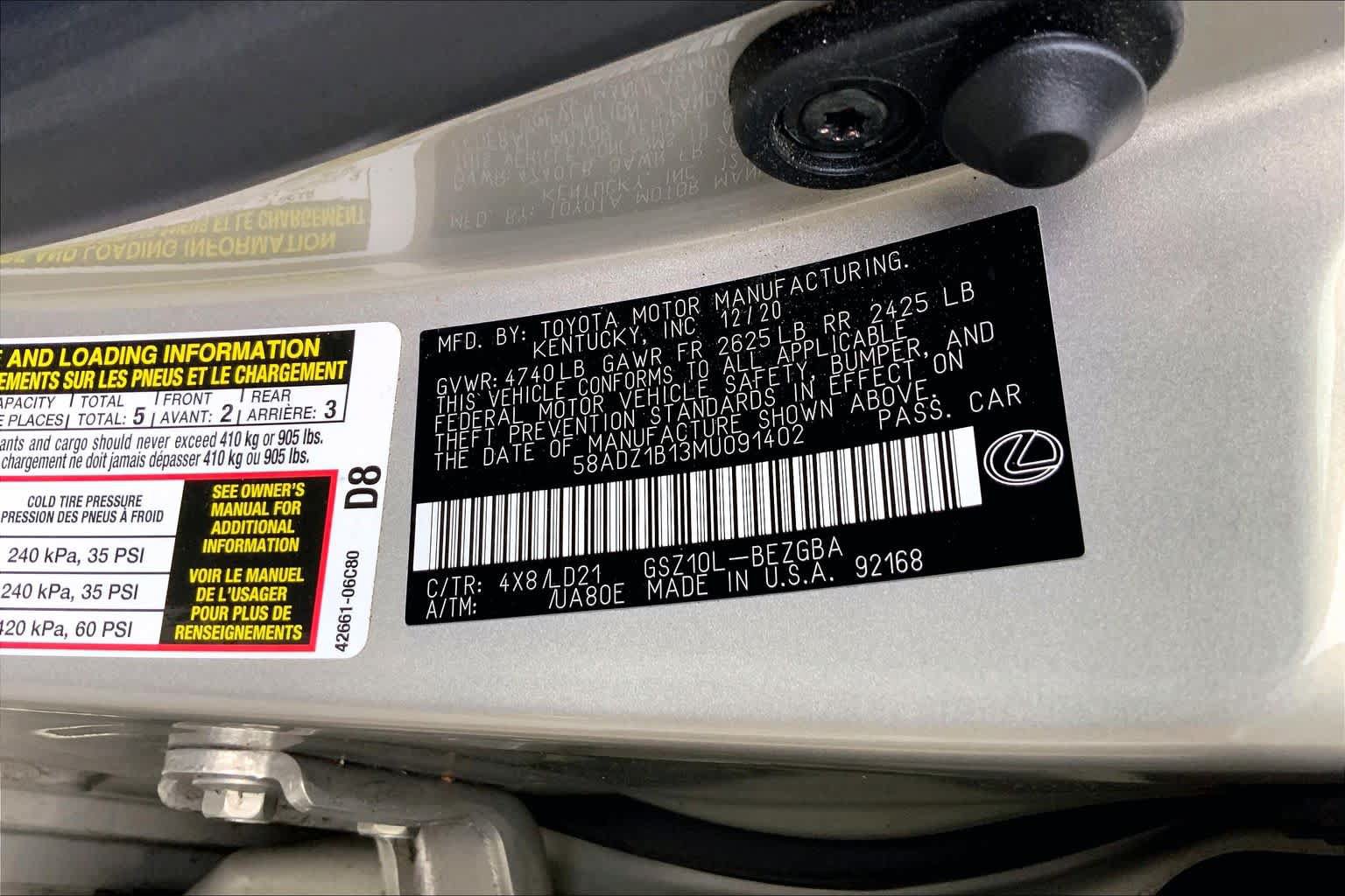 Certified 2021 Lexus ES 350 w/ Premium Package FWD image 37