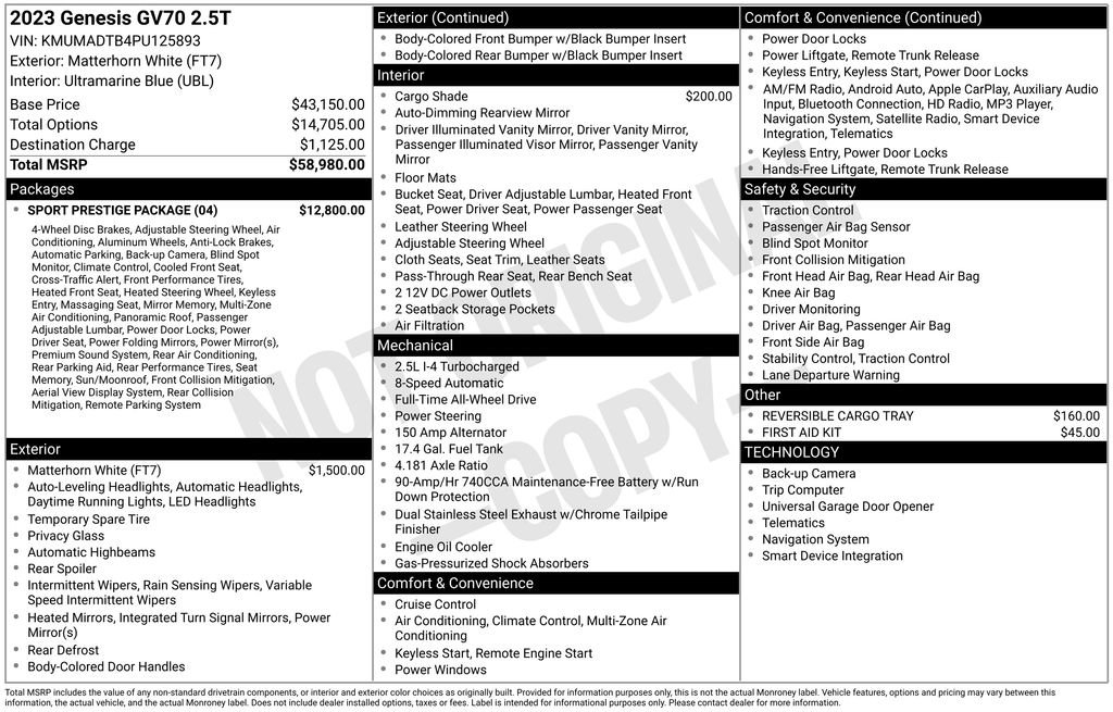 Used 2023 Genesis GV70 2.5T w/ Sport Prestige Package image 4