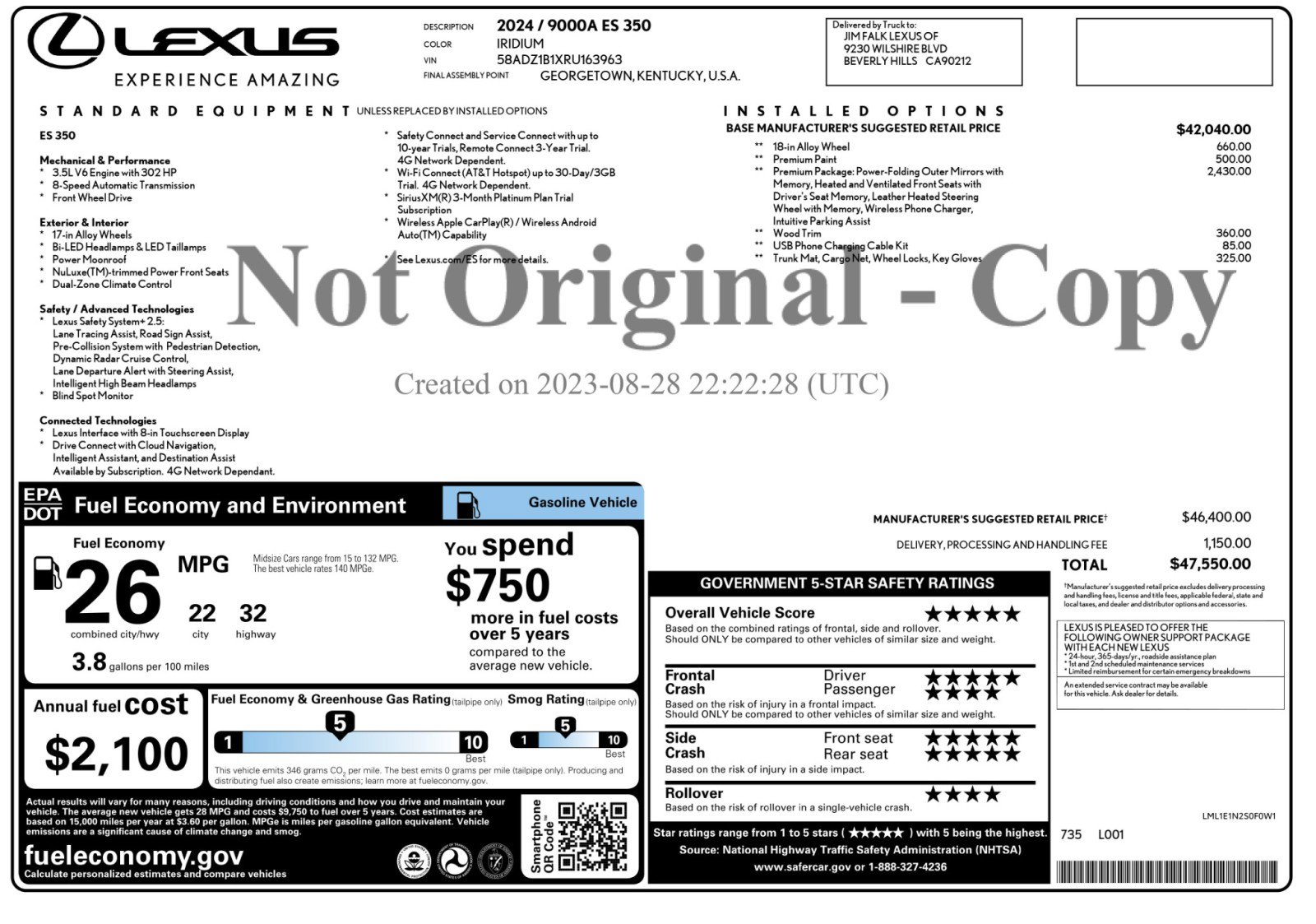 Used 2024 Lexus ES 350 w/ Premium Package FWD image 57