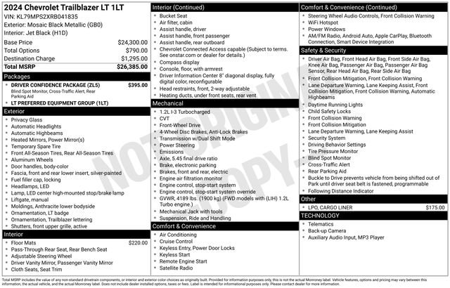 Used 2024 Chevrolet TrailBlazer LT w/ Driver Confidence Package image 4