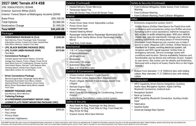 New 2027 GMC Terrain AT4 w/ Convenience Package III AWD/4WD image 4