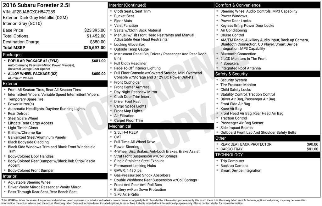 Used 2016 Subaru Forester 2.5i w/ Popular Package #2 image 19