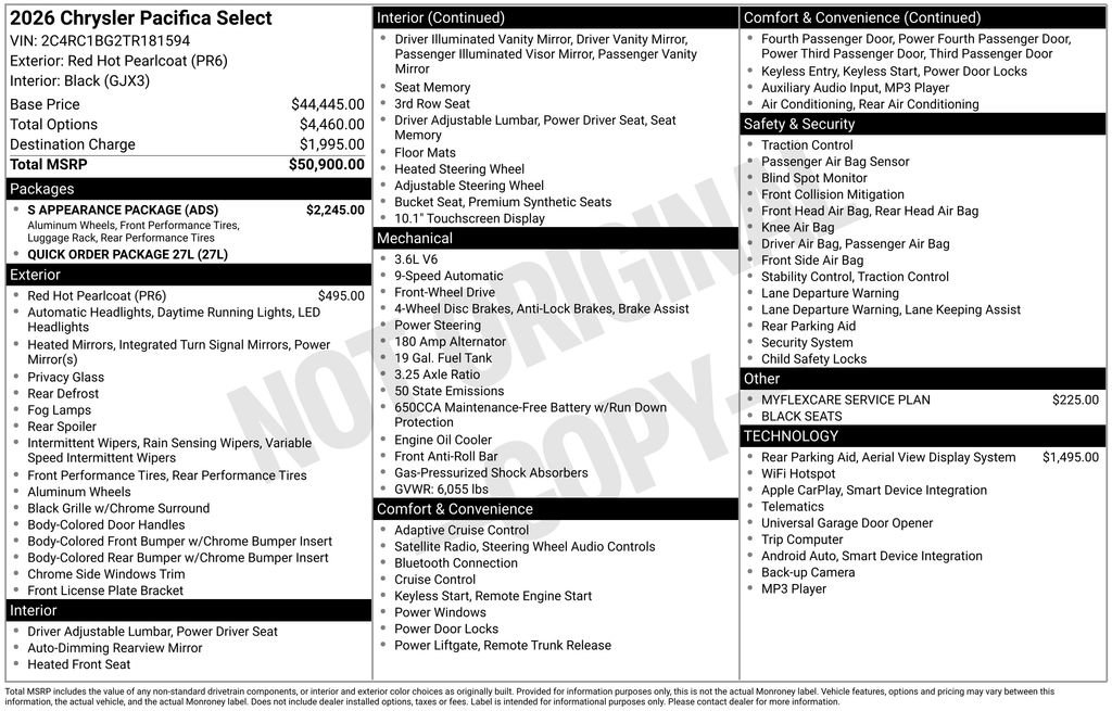 New 2026 Chrysler Pacifica Select w/ S Appearance Package FWD image 6