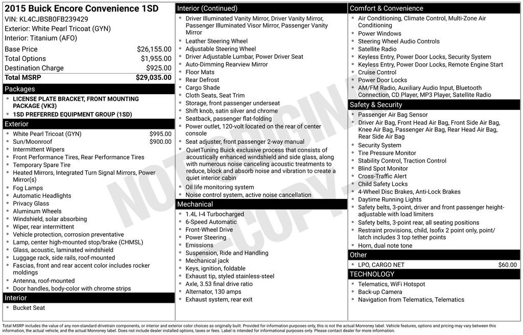 Used 2015 Buick Encore Convenience image 25
