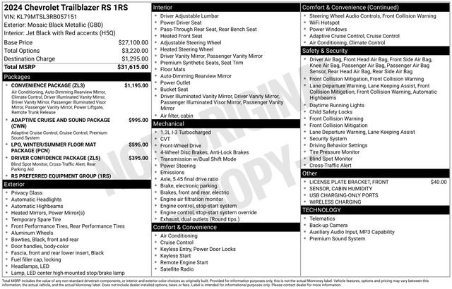 Used 2024 Chevrolet TrailBlazer RS w/ Convenience Package FWD image 15