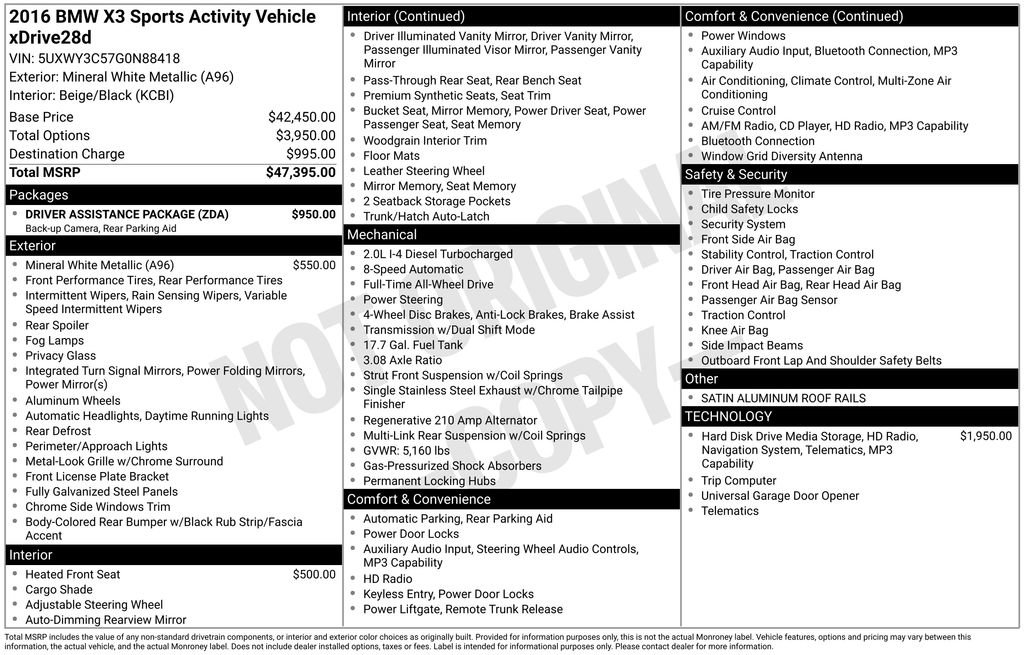 Used 2016 BMW X3 xDrive28d image 2