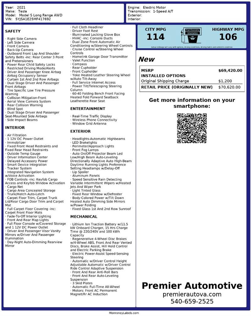 Used 2021 Tesla Model S Long Range Plus image 2