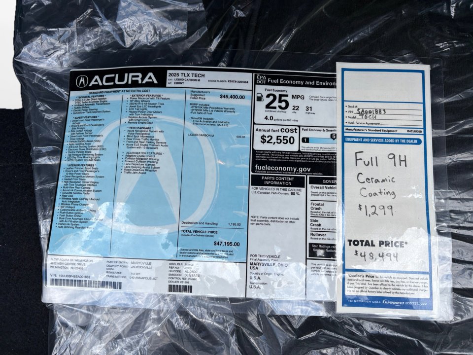 Certified 2025 Acura TLX w/ Technology Package FWD image 12