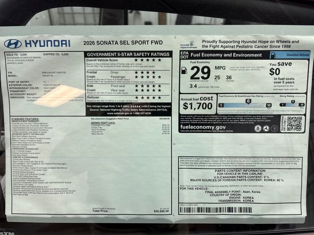 New 2026 Hyundai Sonata SEL image 31