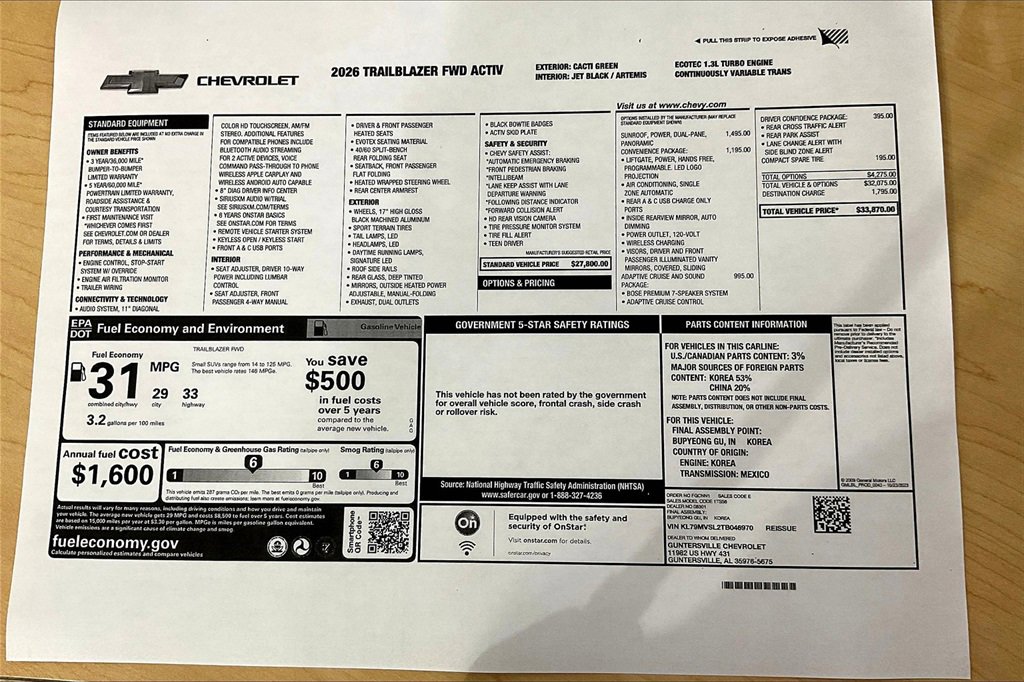 New 2026 Chevrolet TrailBlazer ACTIV w/ Convenience Package image 14