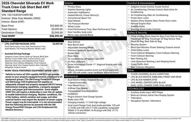 New 2026 Chevrolet Silverado EV W/T w/ LPO, Custom Package image 4