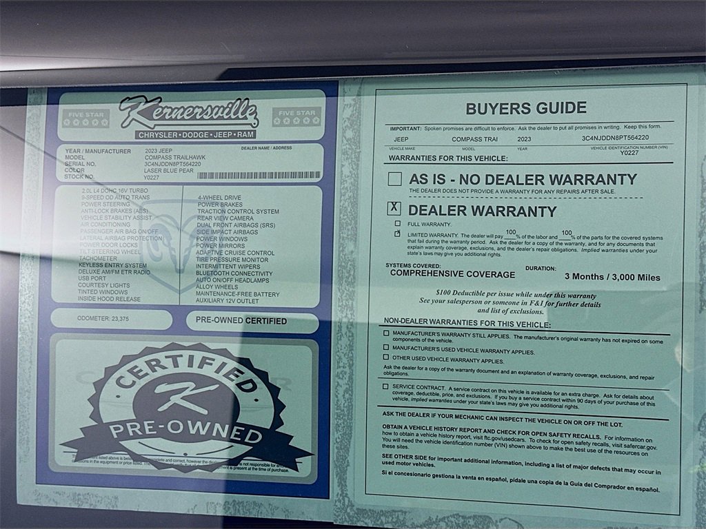 Used 2023 Jeep Compass Trailhawk w/ Sun and Sound Group image 37