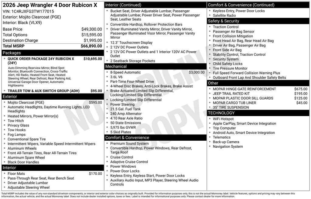 New 2026 Jeep Wrangler Unlimited Rubicon AWD/4WD image 21