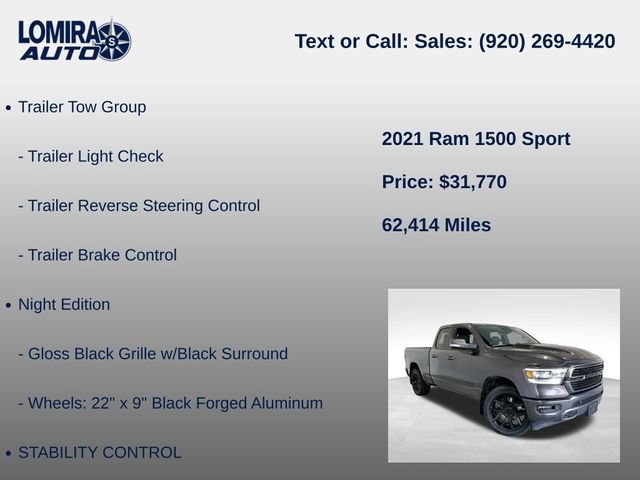 Used 2021 RAM 1500 Sport w/ Trailer Tow Group AWD/4WD image 14