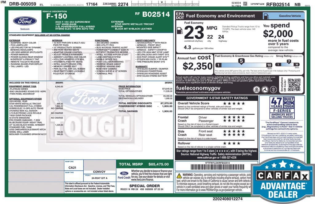 Used 2024 Ford F150 Platinum w/ Equipment Group 702A High image 10