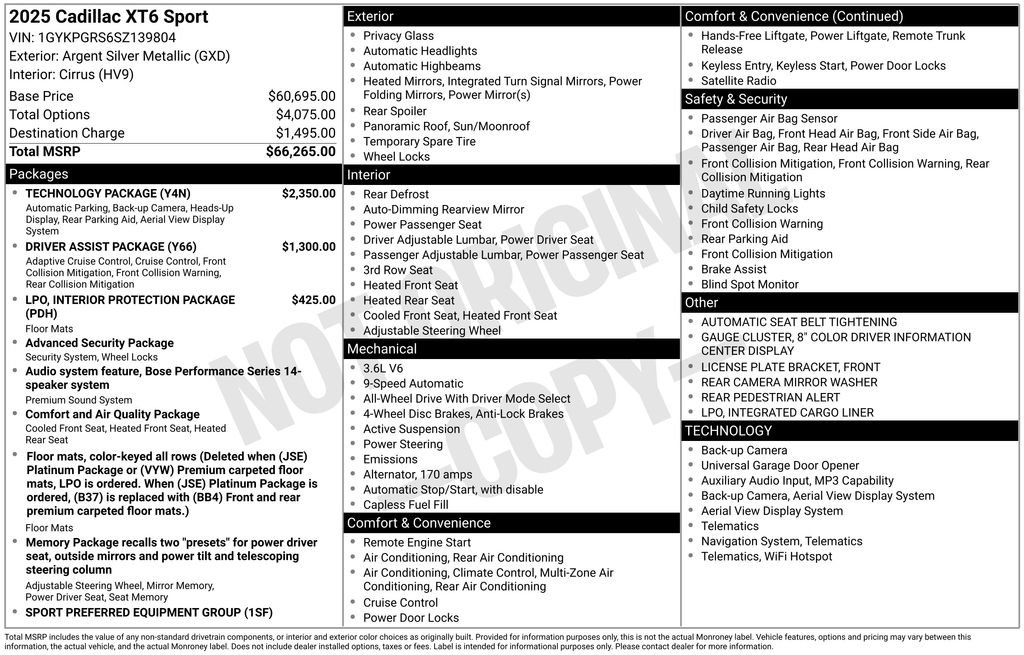 New 2025 Cadillac XT6 Sport w/ Technology Package AWD/4WD image 38